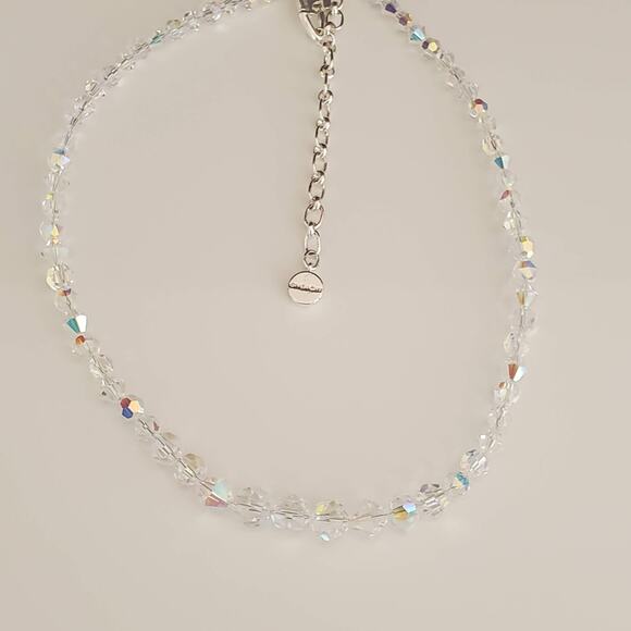 Givenchy Aurora Borealis Choker Necklace Silver Tone with clear crystals Signed - Picture 3 of 9